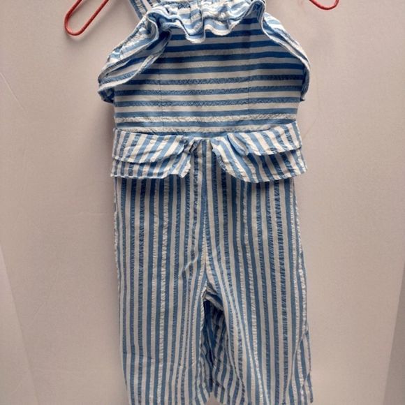 Infant Girls Jumpsuit Overalls Blue Pin Stripe Seersucker Sz 24 months - Picture 1 of 6